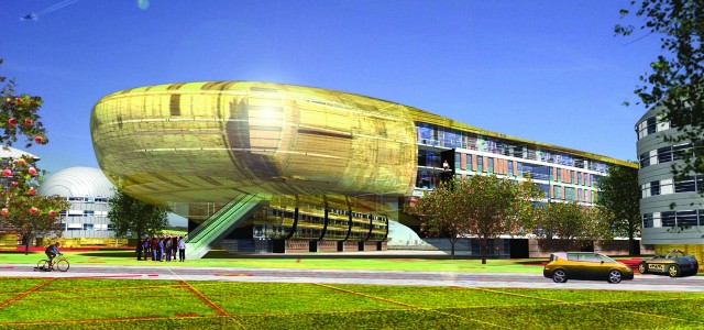 Le "boomerang" de la cité - Un immeuble en forme de boomerang, "boudiné et cuivré" encadrera la place Belvédère