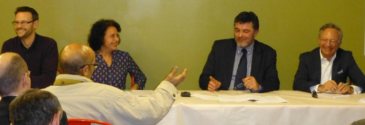 De gauche à droite (bureau de l’AVFI) : Olivier BIGARNET (chef de projet), Nathalie AVEDIKIAN (trésorière), Pierrick DANIEL (président) et Jean-Jacques CAPORAL (secrétaire).